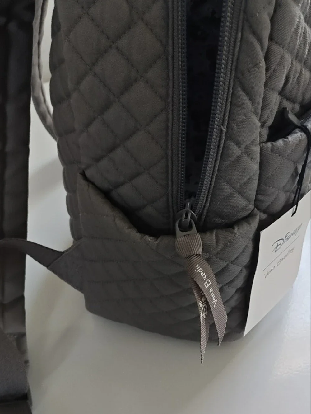 Vera Bradley Quilted Gray Mini Backpack w/ Embroidered Disney Characters